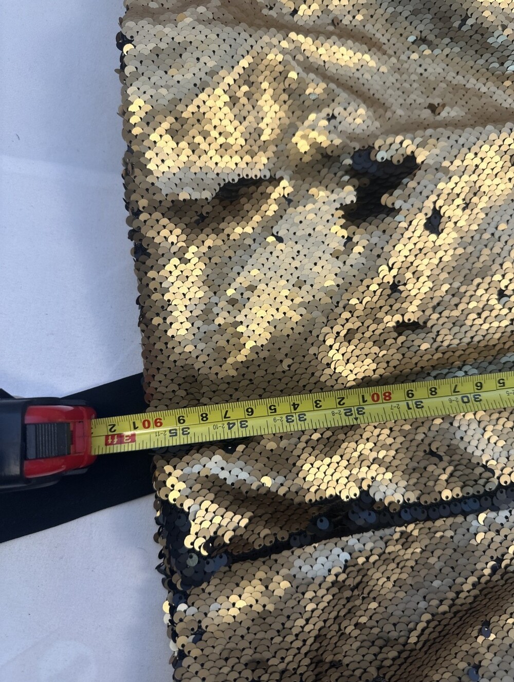 Gold Sequin Belted Women's Coat - Picture 15 of 15